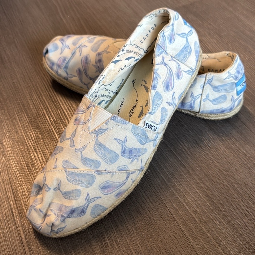 Toms Oceana Classic Multi Watercolor Whale Canvas Espadrilles Slip Ons 11